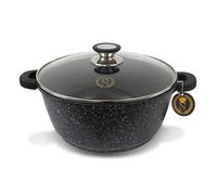 Marmite Napoleon avec couvercle pour plaque de cuisson et four - Cocotte Tous feux dont induction - Antiadhésive - 24 cm 4,5 L - Pierre Noire Noir
