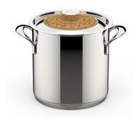 Lagostina Emozione Pastaiola + Couvercle avec Insert en Bois de Cerisier Ø 20 cm, Marmite Induction et Gaz en Acier Inoxydable 18/10 et Bois, Fond Lagotherm Triple Couche et Larges Poignées Soudées