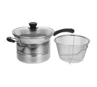 Marmite Polyvalente en Acier Inoxydable avec Panier Vapeur et Friture | Cuisson Uniforme, Base Antidérapante, Poignée Anti Brûlure, Surface Lisse, pour Pâtes, Légumes, Gazinière Cuisine Domestique