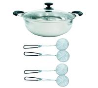 Marmite pour fondue chinoise avec séparateur 28CM - Avec ou sans cuillère écumoire - Acier Inoxydable - Set Marmite + 4 cuillères