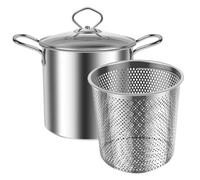 Marmite pour friteuse de poisson, casserole pour friteuse de 3,5 l avec panier passoire - Accessoires de cuisine, récipient pour frire pour cuisine, frites, fruits de mer, crevettes, rondelles