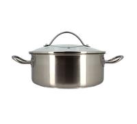 Marmite professionnel 24cm en acier inoxydable avec couvercle en verre