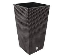 Prosperplast Pot de fleurs Rato Square, avec insert de plantation (l 27 x h 50 x p 27 cm, marron foncé)