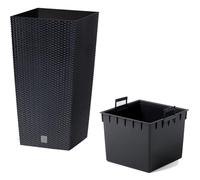 Pot de fleurs + insert pot de fleurs hauteur aspect rotin RATO SQUARE 7 taill...