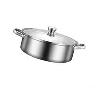 Marmite Shabu 316 en acier inoxydable avec séparateur de qualité alimentaire pour induction et gaz - Grande capacité avec couvercle - Pour repas familiaux, 28 cm - Argenté
