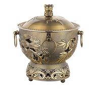 Marmite traditionnelle chinoise en cuivre, mini marmite acier inoxydable Shabu à alcool de cuisson casserole cuisine poêle plats réchaud simples(Bronze)