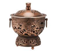 Marmite traditionnelle chinoise en cuivre, mini marmite acier inoxydable Shabu à alcool de cuisson casserole cuisine poêle plats réchaud simples(Red Copper)