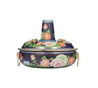 Marmite traditionnelle en cuivre cloisonné avec double anse et corps anti-brûlure. Polyvalente for les restaurants et les réunions de famille.(Black,34cm)