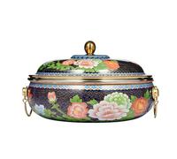 Marmite traditionnelle en cuivre cloisonné avec double anse et corps anti-brûlure. Polyvalente for les restaurants et les réunions de famille.(White,32cm)
