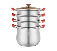 Marmite Vapeur 4 Couches, avec Panier Vapeur, Ménager, Épaissie, pour Cuisinière À Gaz Et À Induction,22cm
