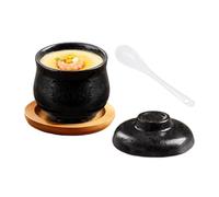 Marmite vapeur en céramique de 250 ml avec couvercle et cuillère | Bol à nouilles de cuisine pour œufs, légumes, soupes, apéritifs, nid d'oiseaux