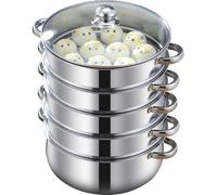 Marmite vapeur épaisse - Batterie de cuisine multifonction à trois niveaux pour cuisinière à gaz et à induction - Durable et universelle essentielle de cuisine