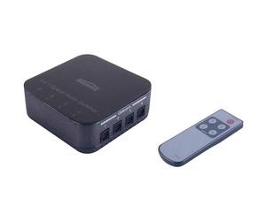 Marmitek Connect TS41 - Switch Toslink 4 entrées 1 Sortie 192 kHz S/PDIF | Commutateur audio optique S/PDIF pour TV et ampli, sans délai ni perte, Dolby Digital, DTS, LPCM et télécommande