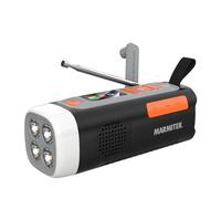 Marmitek RESQ 200 Radio DAB+/FM Bluetooth 5.3 4500mAh Powerbank USB-C panneau solaire manivelle IPX3 SOS lampe 360°
