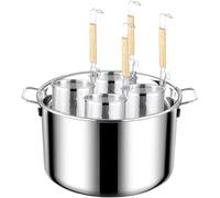 Marmites à 3/4/5 Trous avec couvercles - Ensemble d'inserts pour cuiseur à pâtes en Acier Inoxydable avec séparateur et passoire pour Soupe, Fruits de mer, Bouillon, Mise en Conserve et