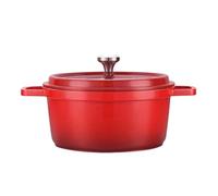 Marmites à Soupe Marmite en fonte d'aluminium émaillée avec couvercle antiadhésif robuste Mini marmite en fonte d'aluminium Ustensiles de cuisine for la maison(24CM,Red)
