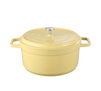 Marmites à Soupe Marmite en fonte d'aluminium émaillée avec couvercle antiadhésif robuste Mini marmite en fonte d'aluminium Ustensiles de cuisine for la maison(20CM,Yellow)