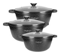 Lot de 3 Marmites avec Revêtement Antiadhésif et Antibactérien 24/28/32cm, Noir