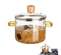 Marmites De Cuisson En Verre,1600 Ml Transparent À Chauffage Rapide Pour Mijotage - Pots Transparents pour la Préparation de Plats | Pour Sauce, Cuisinière, Soupe, Pâtes Et De