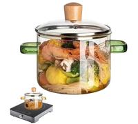 Marmites De Cuisson En Verre,1600 Ml Transparent Résistant À La Chaleur avec Chauffage Rapide Théière pour Mijotage | Pots Transparents pour la Préparation de Plats,Pour Cuisinière Sauce Soupe Pâtes D