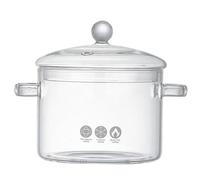 Marmites en verre pour la cuisson, marmite à mijoter en verre à haute teneur en borosilicate de 1,5 L/50 oz avec couvercle, marmites transparentes durables et résistantes à la chaleur pour les pâtes,
