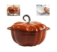 Marmites Marmite En Émail En Forme De Citrouille, Cocotte Antiadhésive Avec Couvercle Et Poignée, Parfaite Pour Les Décorations De Table D'Halloween Et De Thanksgiving(24cm)