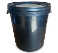 MARMOS-PLAST Lot de 3 Seaux de 30 Litres - En Plastique Noir - Avec Couvercle - Usage Alimentaire - Empilable - Pour Lait, Stockage, Miel - Récipient