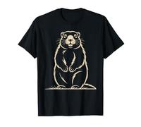 Marmot Line Art Groundhog Minimalist Wildlife T-Shirt