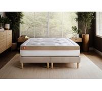 Marmottes & Co Ensemble Le Cosy 180x200cm Mémoire de Forme 7 Zones de Confort - EP. 30cm + Double sommiers Beige | Epaisseur : 30 cm | Confort : Ferme