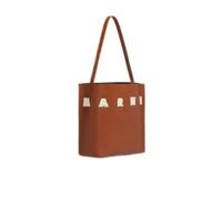 Marni - Museo Logo-Patch Leather Bag - Femme - Sacs - Brun - Taille: ONE Size