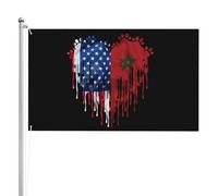 Maroc, Amérique, Cœurs Des Marocains Drapeau De Cour Avec Œillets Drapeau Durable Décoration Bannière 90X150Cm Pour Ferme Dortoirs Clubs