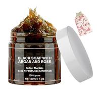 Maroc Gommage au Savon,Savon Exfoliant pour le Corps au Savon Noir,Savon Noir Marocain avec Argan et Rose,Deep Cleansing and Softening Skin,200g,Comprend Gant de Douche Exfoliante