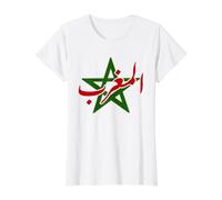 Maroc Marocain Arabe Maghrib Maghreb Etoile Drapeau T-Shirt Graphique avec Valeur, Femme, Blanc, L