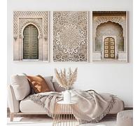Marocain Porte Photo Affiche Arabe Architecture Imprimer Boho Style Décoration Murale 3 Pièces Toile Peinture Maroc Image Mur Décoration Intérieure 50Cmx70Cmx3Pcs Sans Cadre