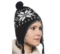MAROK-INERIE Bonnet Péruvien Chullo ch'ullu avec Pompon Mixte Homme/Femme Couleurs au Choix (Noir 2)