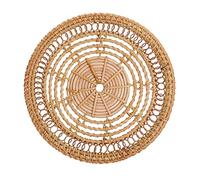 Marooma Décoration Murale en Rotin, Panier Tissé à Suspendre, Paniers Ronds et Plats en Jonc de Mer, Dessous de Verre en Osier, Dessous de Verre Tissés pour Boissons(Cercle en rotin25cm)