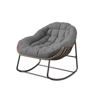 Marooma Fauteuil à bascule d'extérieur avec coussin, chaise à bascule en rotin, fauteuil de lecture, avec accoudoirs et repose-pieds - Fonction de rangement - Convient pour le jardin (tissu polyester