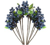 Marooma Lot de 10 myrtilles artificielles bleues, baies de Californie, fruits en soie, fleurs de houx, baies de houx pour décoration de maison, de fête de mariage