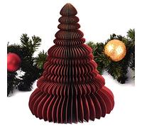 Maroon Lot de 2 sapins de Noël en papier, 30 cm, fermeture magnétique, décoration de Noël 3D, en carton, pour table et fenêtre, qualité supérieure pajoma®