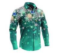 MaroYanYML Chemise de Noël pour Hommes avec Flocons de Neige Manches Longues imprimée en 3D à Boutons Chemise de fête Père Noël