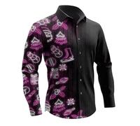 MaroYanYML Chemise de Noël pour Hommes avec Flocons de Neige Manches Longues imprimée en 3D à Boutons Chemise de fête Père Noël