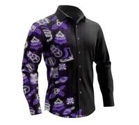 MaroYanYML Chemise de Noël pour Hommes avec Flocons de Neige Manches Longues imprimée en 3D à Boutons Chemise de fête Père Noël
