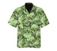 MaroYanYML Chemise hawaïenne à Manches Courtes et Boutons pour Homme imprimé 3D Ananas et crâne Chemisier Tropical Aloha pour la Plage