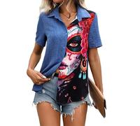 MaroYanYML Chemise hawaïenne pour Femmes à Manches Courtes imprimée de Figures géométriques Chemise Aloha d'été Chemise Tropicale à Boutons Chemise décontractée pour Les Vacances