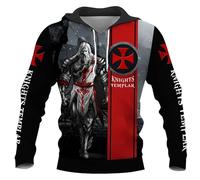 MaroYanYML Femmes Hommes Sweats à Capuche Templiers Imprimé 3D Sweatshirt à Capuche Manches Longues Pullover Cool Survêtement Tops