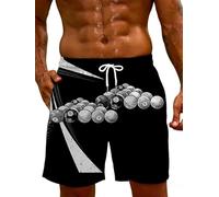 MaroYanYML Homme Feu 8 Ball Graphique Shorts Billard 3D Imprimé Décontracté Shorts de Plage à Cordon Maillot de Bain pour Fête Festival Quotidien