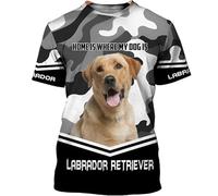 MaroYanYML La Maison est l'endroit où Mon Chien est Le Labrador T-Shirts imprimés en 3D T-Shirt Unisexe de Motif de Chien drôle