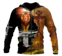 MaroYanYML Le Roi des Animaux Lion Imprimé en 3D Automne Sweat à Capuche pour Hommes Veste Unisexe à Fermeture éclair Pullover Streetwear