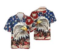 MaroYanYML Magliette da Uomo per il 4 luglio Giorno dell'Indipendenza Americana Con Aquila e Bandiera Degli Stati Uniti stampate in 3D Top patriottici Con risvolto