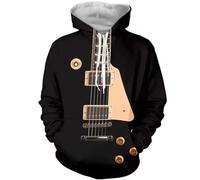 MaroYanYML Musique Guitare 3D imprimé Hoodie Automne Hiver Unisex Pullover Instrument Musical Sweatshirt décontracté Manches Longues vêtements de Rue Maillot avec Poche